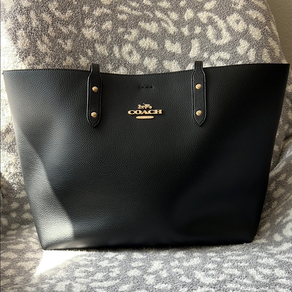 Coach Black Leather Tote Bag